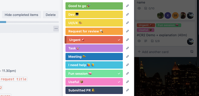 Trello labels