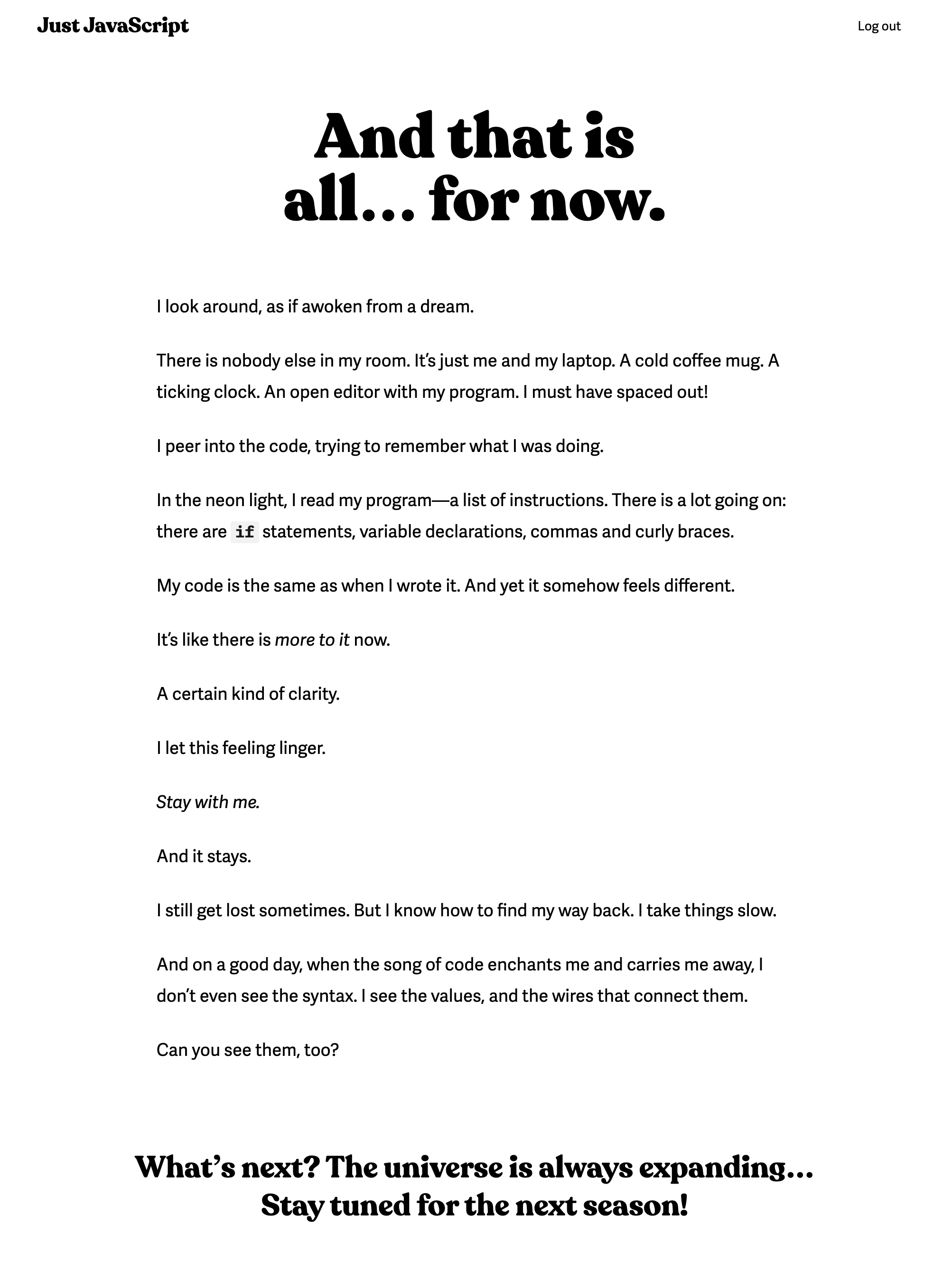 Just JavaScript Credits