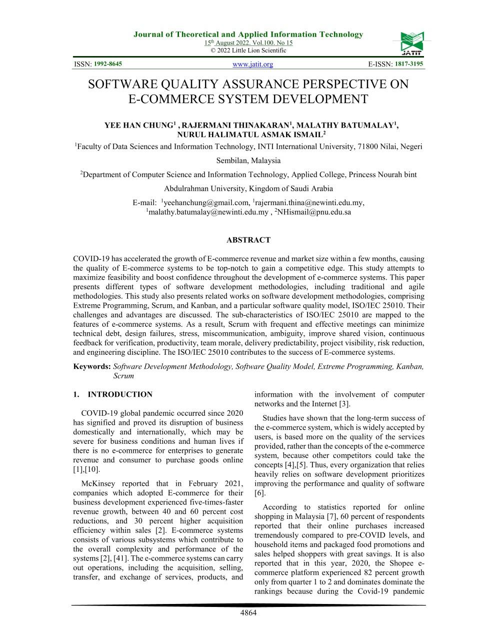 Published paper on software quality assurance